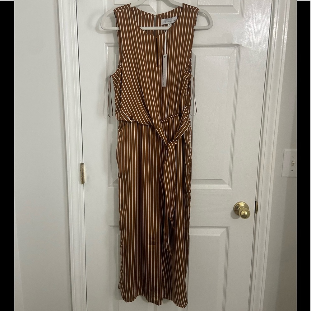 NWT Adelyn Rae earth tone striped jumpsuit size M